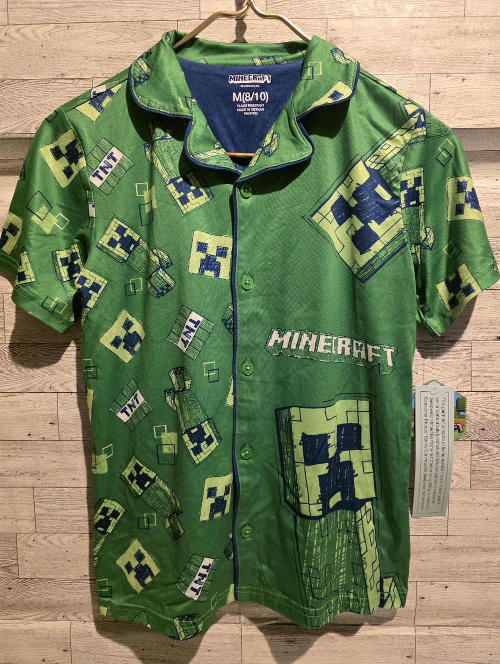 Minecraft Kids' Green Short-Sleeve Pajama Top
